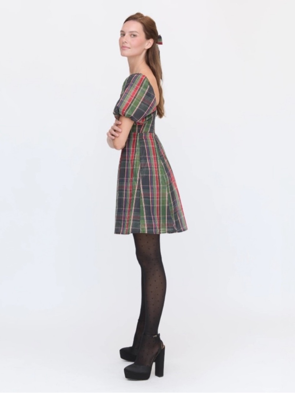Hill House Matilda Mini Dress in Tartan Plaid Size L - Picture 3 of 10